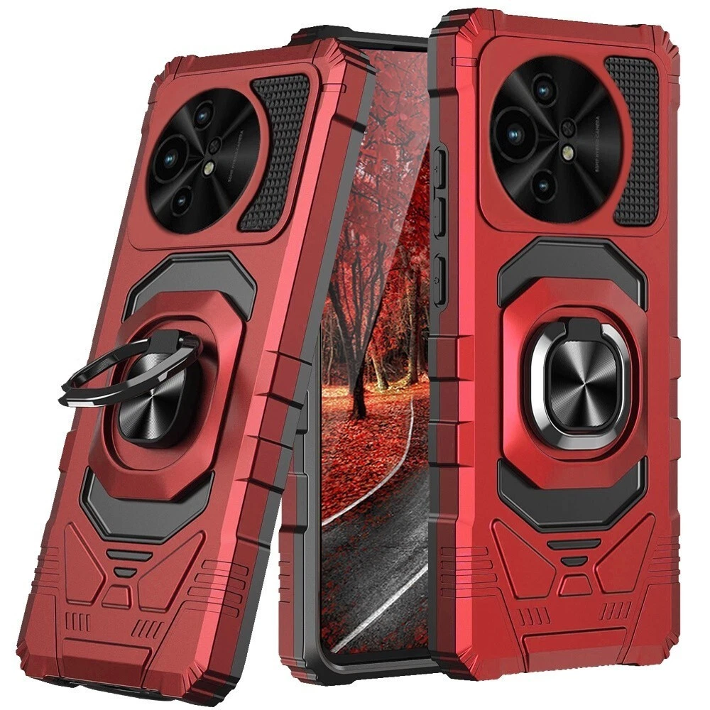 For TCL 50 XL 5G Robotic Hybrid with Magnetic Ring Stand Case Cover - Red