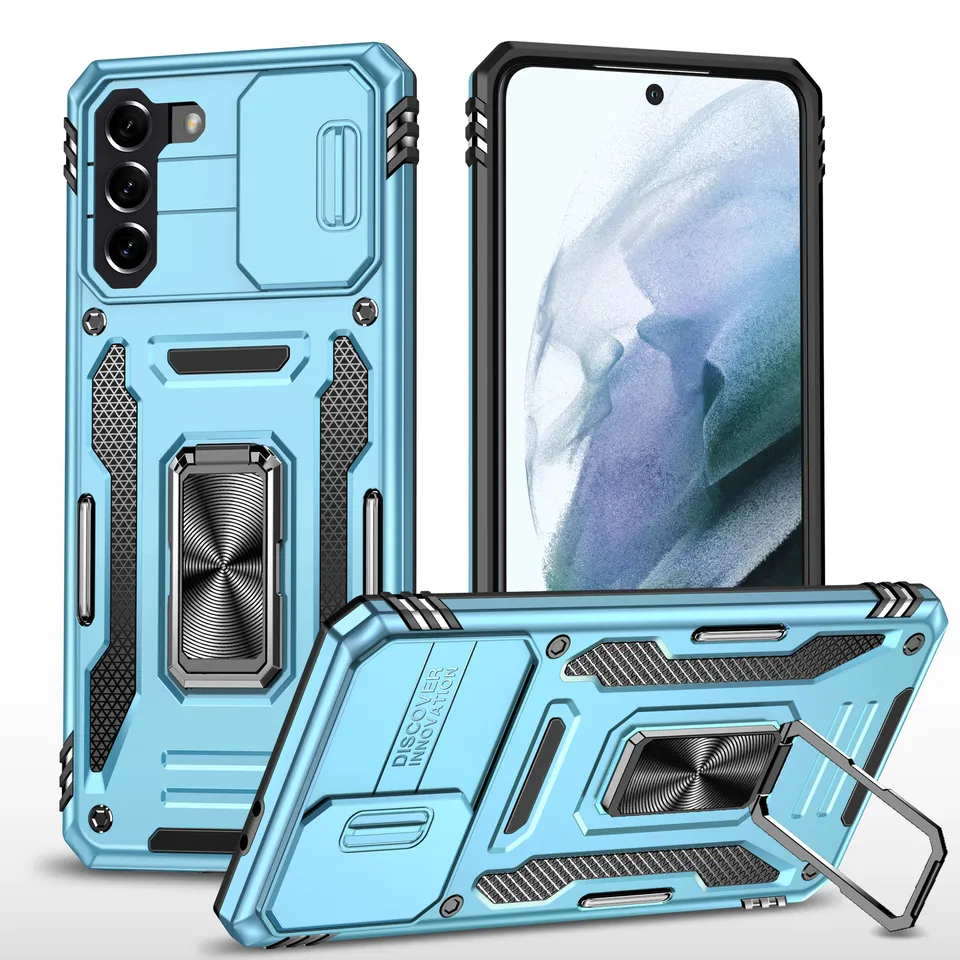 Samsung S21 FE Kejiang Case With Camera Cover & Metal Ring Sky Blue
