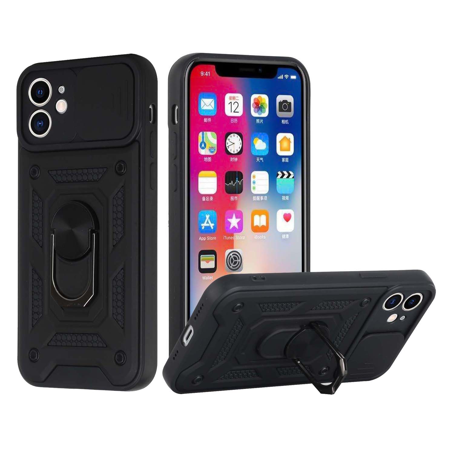 Samsung Z Flip 5 5G Shunjia Magnetic Ring Sliding Window Case 5G Black