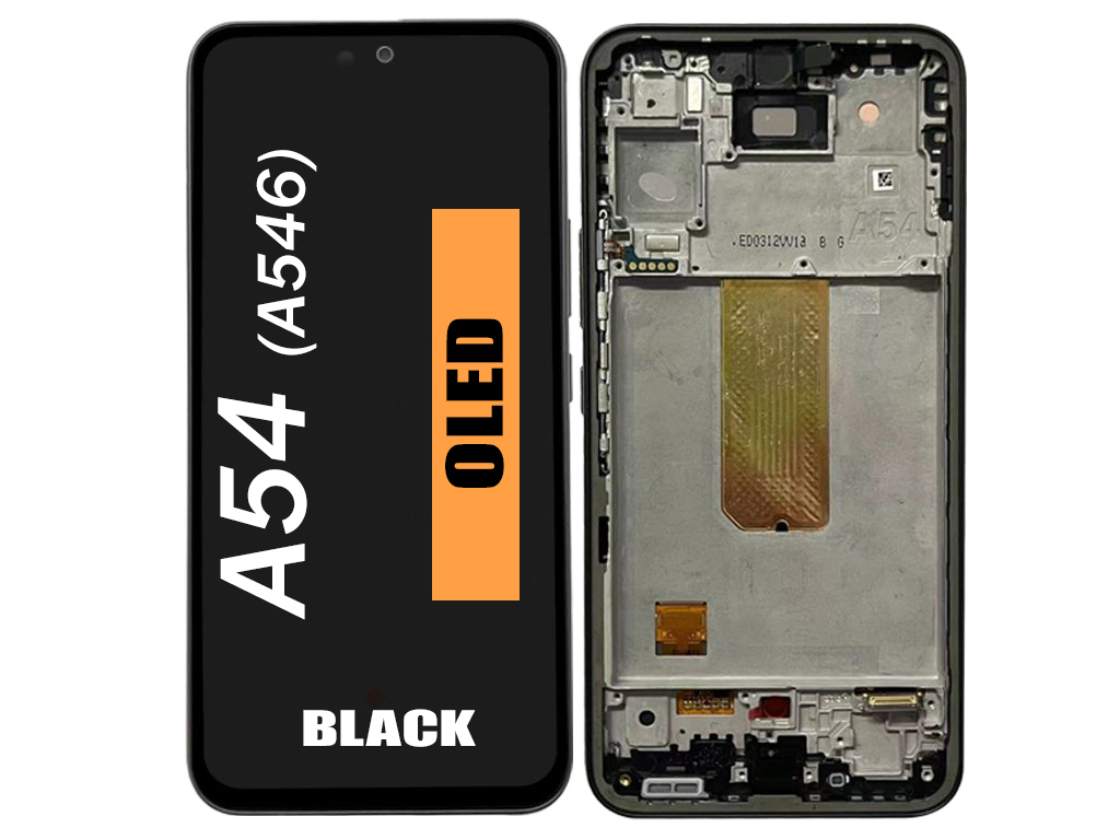 Samsung A54 5G (A546 / 2023) - (US & International Version) Soft OLED Assembly With Frame (Black)