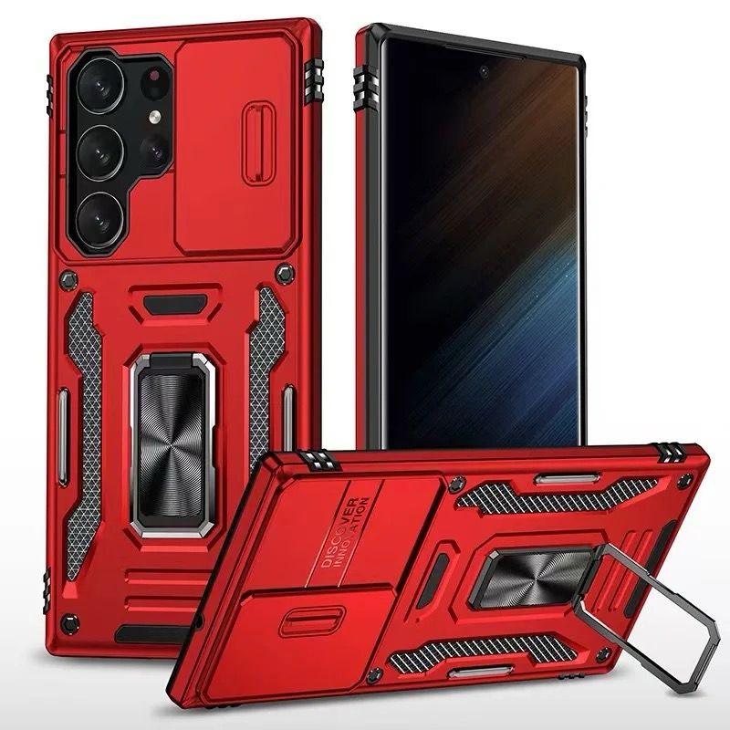 iPhone 15 Pro Kejiang Case With Camera Cover & Metal Ring Red