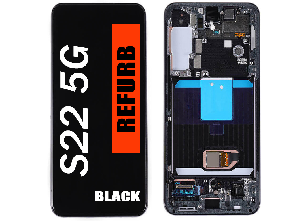 SAMSUNG S22 5G (S901) (REFURBISHED OLED ASSEMBLY WITH FRAME) (BLACK)