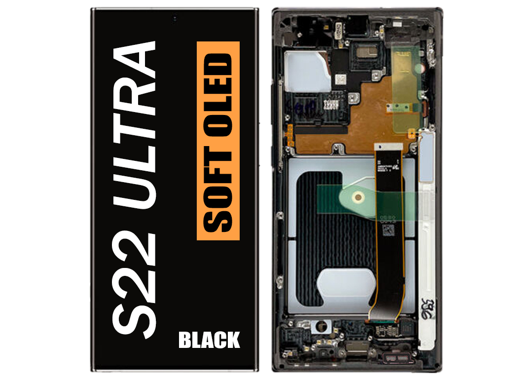 SAMSUNG S22 ULTRA 5G (S908) (SOFT OLED ASSEMBLY WITH FRAME) (BLACK)