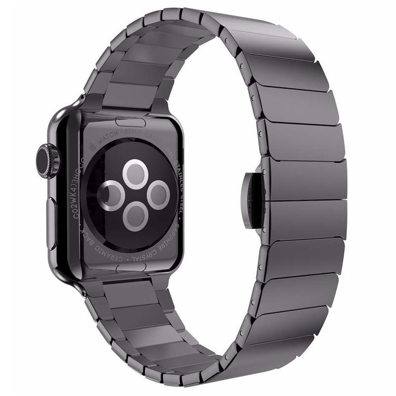 Apple Watch Size 42/42/44/45/49 | (Black) Butterfly Buckle Metal Watch Band