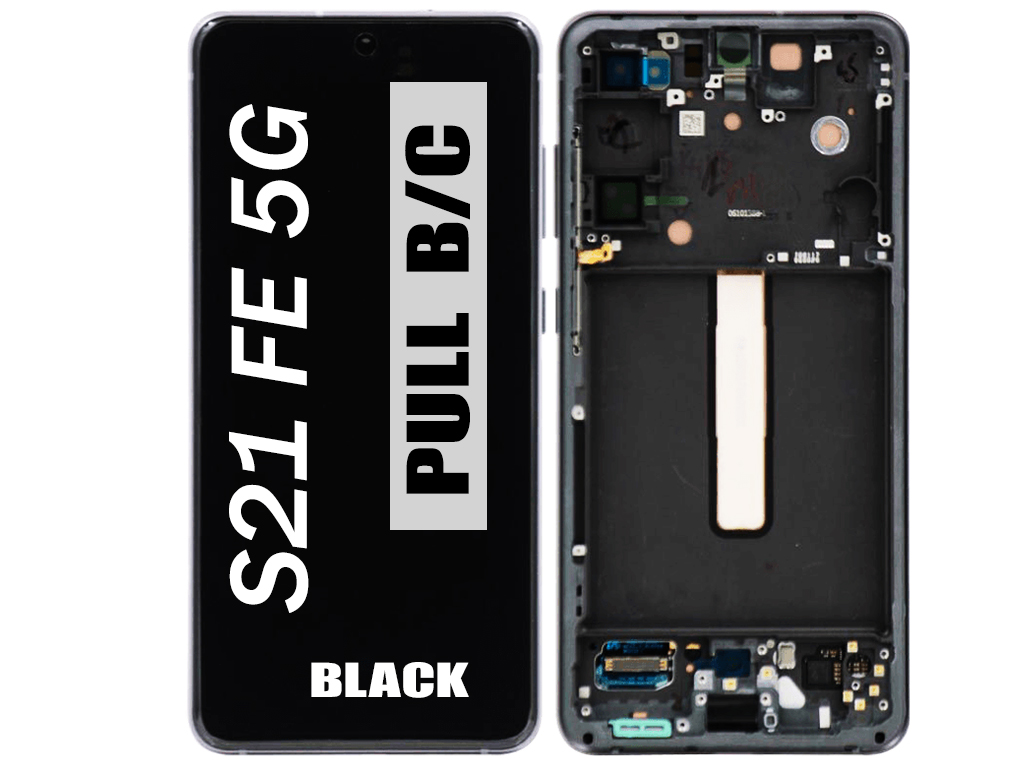 SAMSUNG S21 FE 5G (G990) (PULL GRADE B/C OLED ASSEMBLY WITH FRAME) (BLACK)