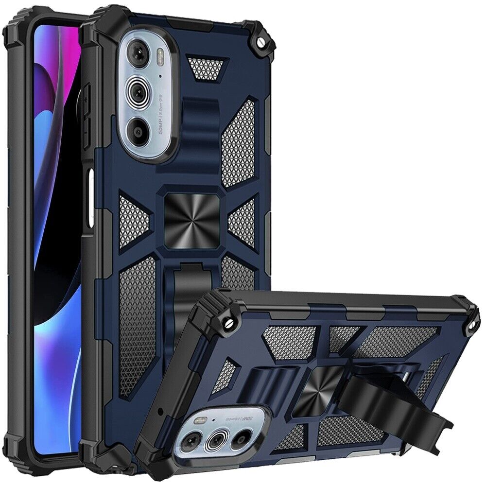 For iPhone SE 3 (2022) SE/8/7 Machine Magnetic Kickstand Case Cover - Dark Blue