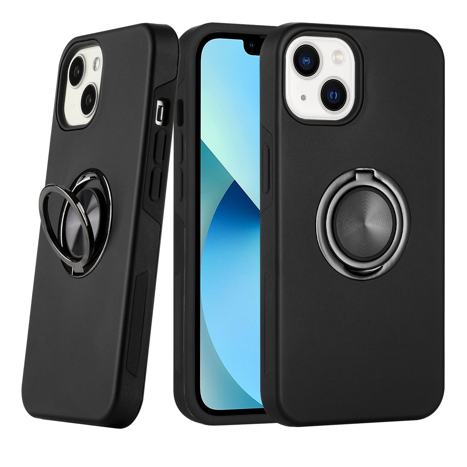 iPhone 14 Pro Max Hard Hidden Ring Case With Retail Box Packing | Black