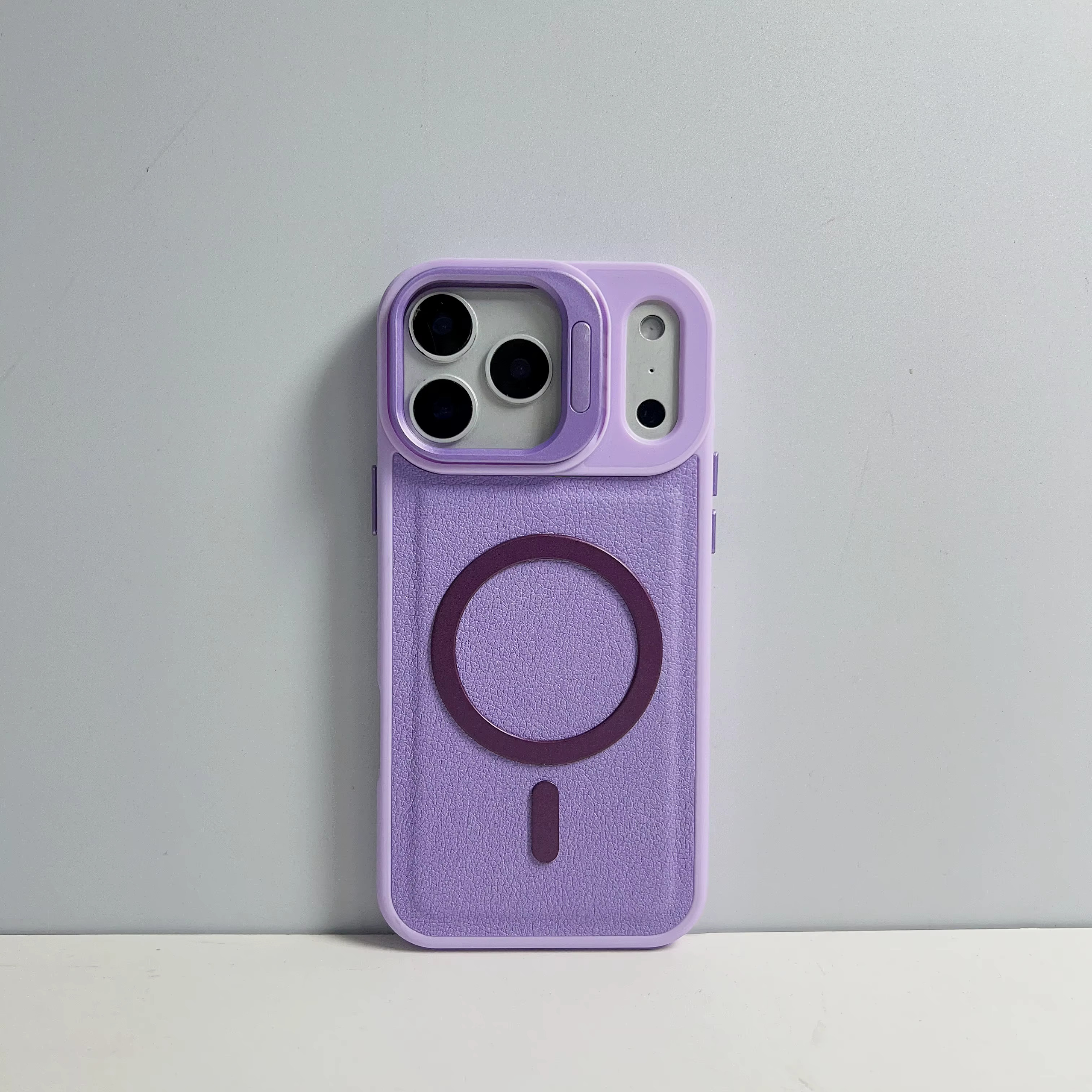 Samsung A16 (Purple) Leather MagSafe Camera-Stand Case