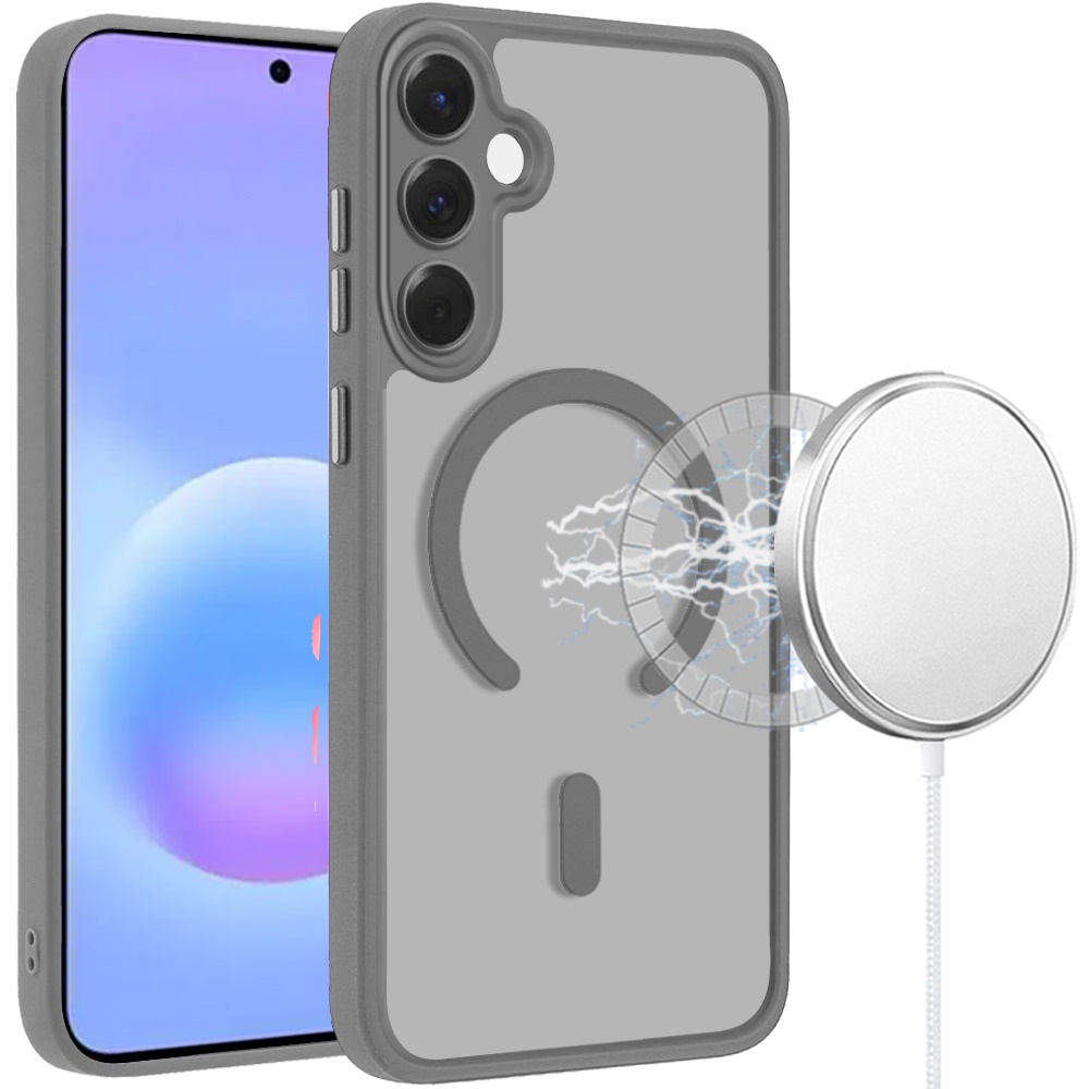 Samsung Galaxy A57 Matte Frosted Magnetic Hybrid Case with Covered Camera Protection - Gray