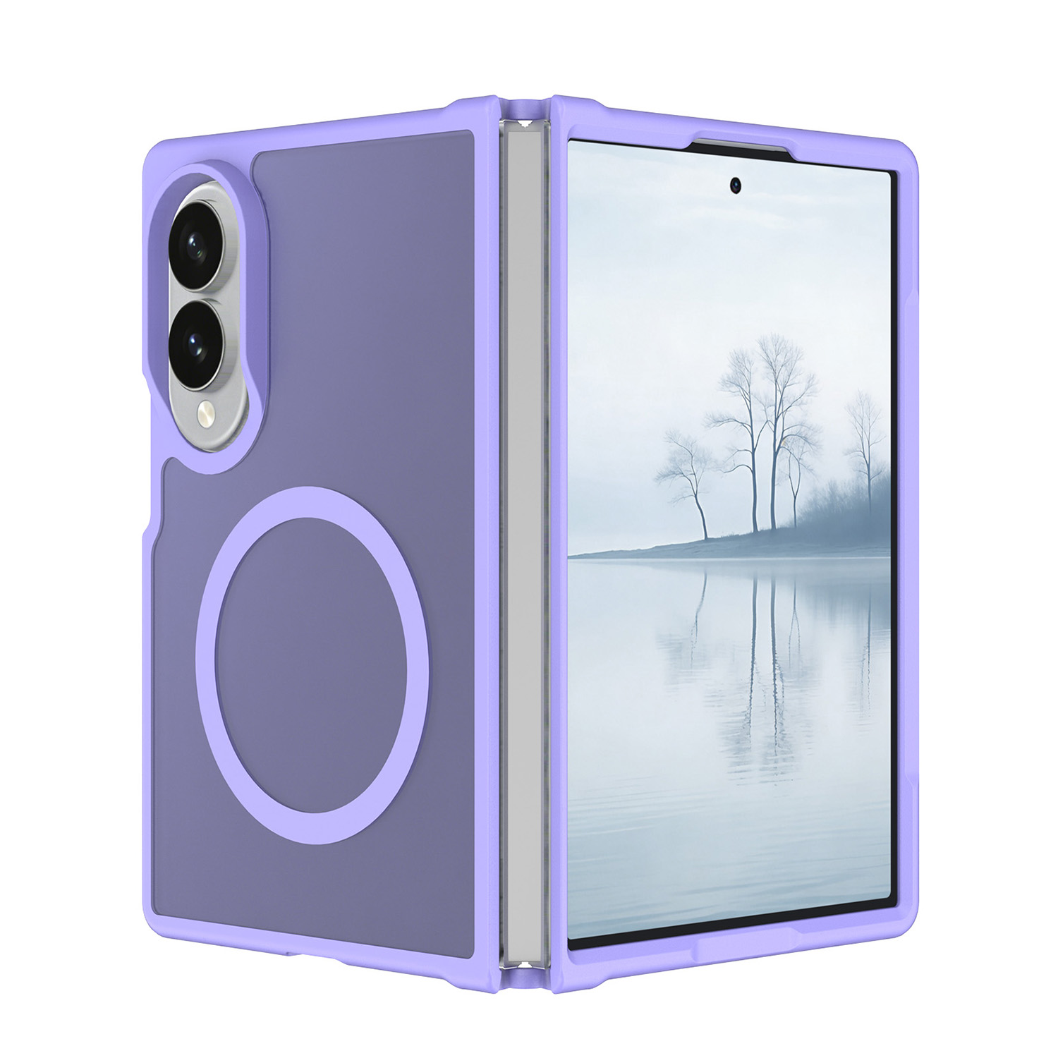 Samsung Z Fold 8 [Magnetic Circle] Smooth Safe Matte Feel Hybrid Case - Light Purple