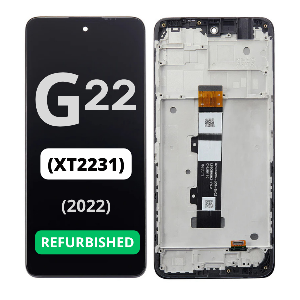 MOTO G22 (XT2231 / 2022) LCD ASSEMBLY WITH FRAME (REFURBISHED) - BLACK