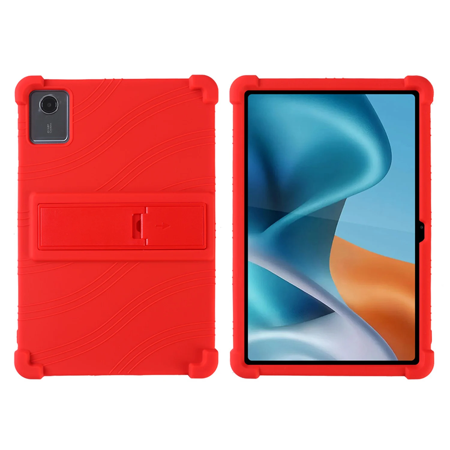 Moto Pad 2026 11inch Thick Shockproof Silicone Tablet Case with Detachable Stand - Red