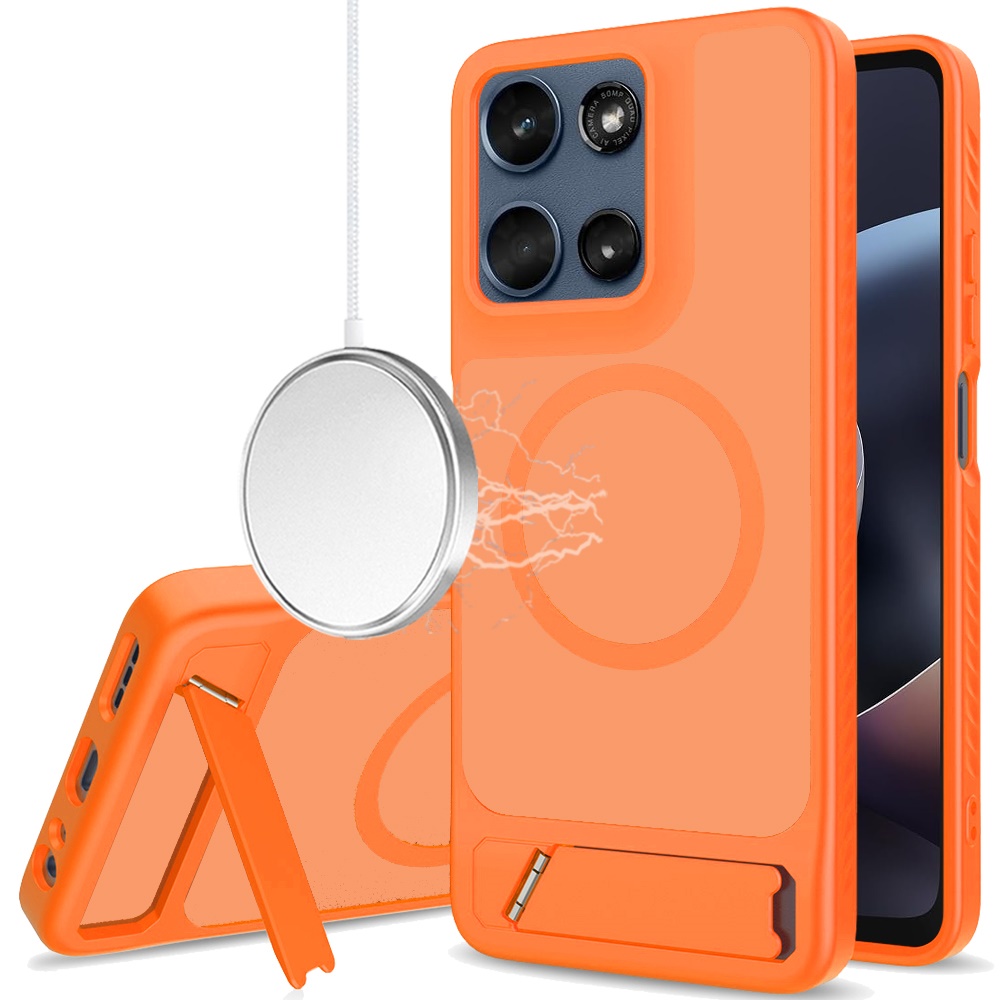 Motorola Moto G 5G 2025 / 2026 / G Play 2026 Matte Magnetic Hybrid with Metal Kickstand Case - Cosmic Orange