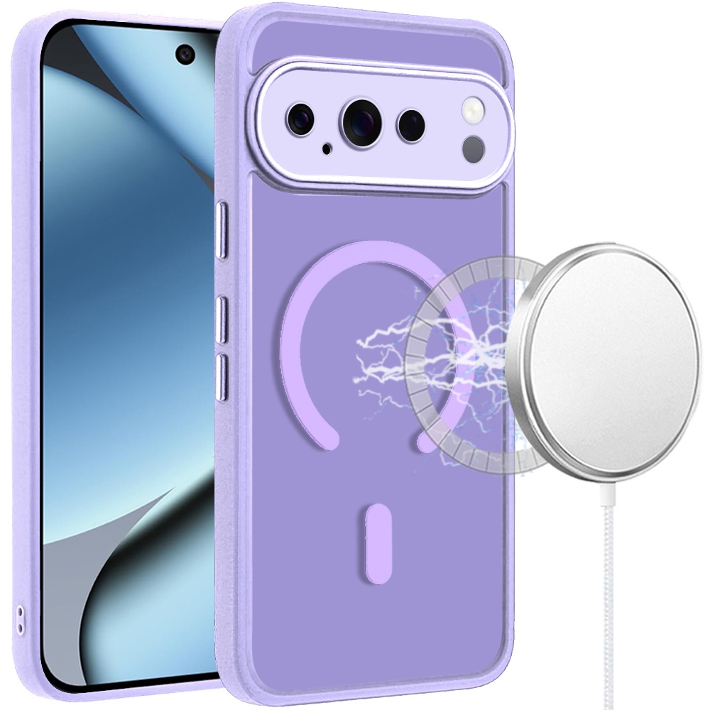 Google Pixel 11 Pro XL Matte Frosted Magnetic Hybrid Case with Covered Camera Protection - Light Purple