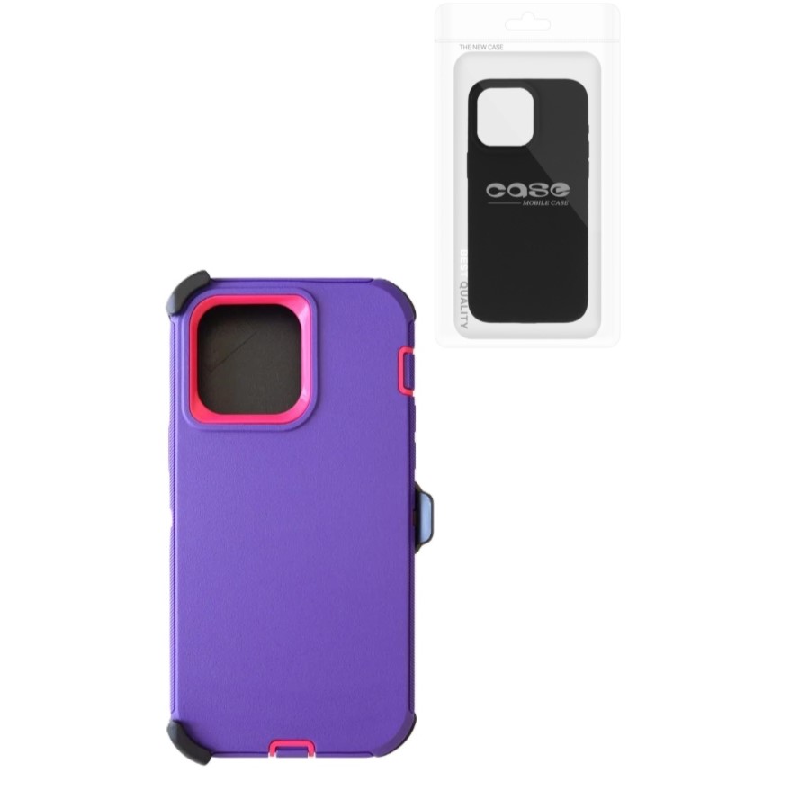 Samsung S21 Pro Defender Case With Clip | Purple-Pink (Polybag Packing)