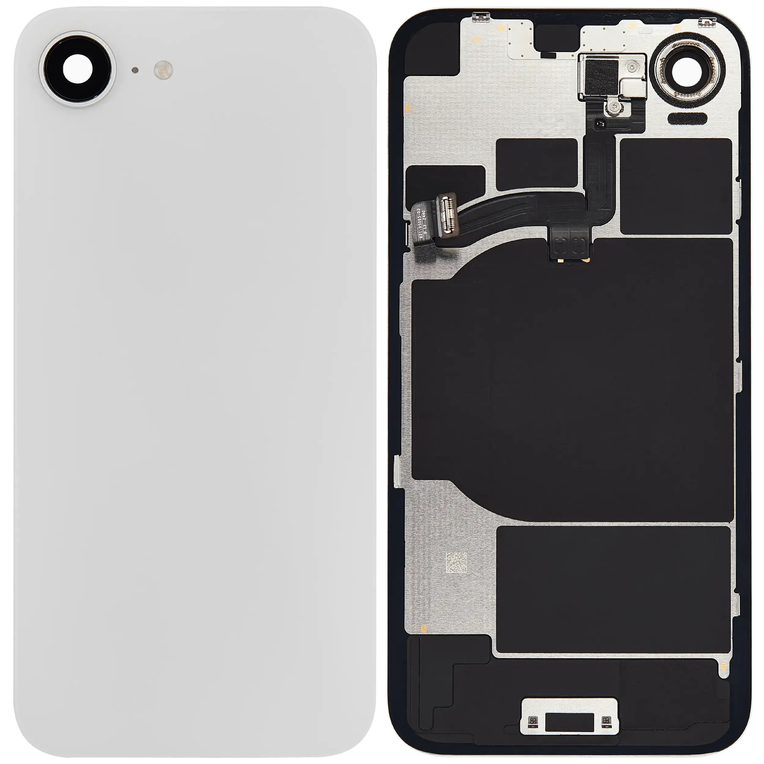 iPhone 16E - No Logo Back Glass with MagSafe Magnet & NFC & Flashlight Flex | White