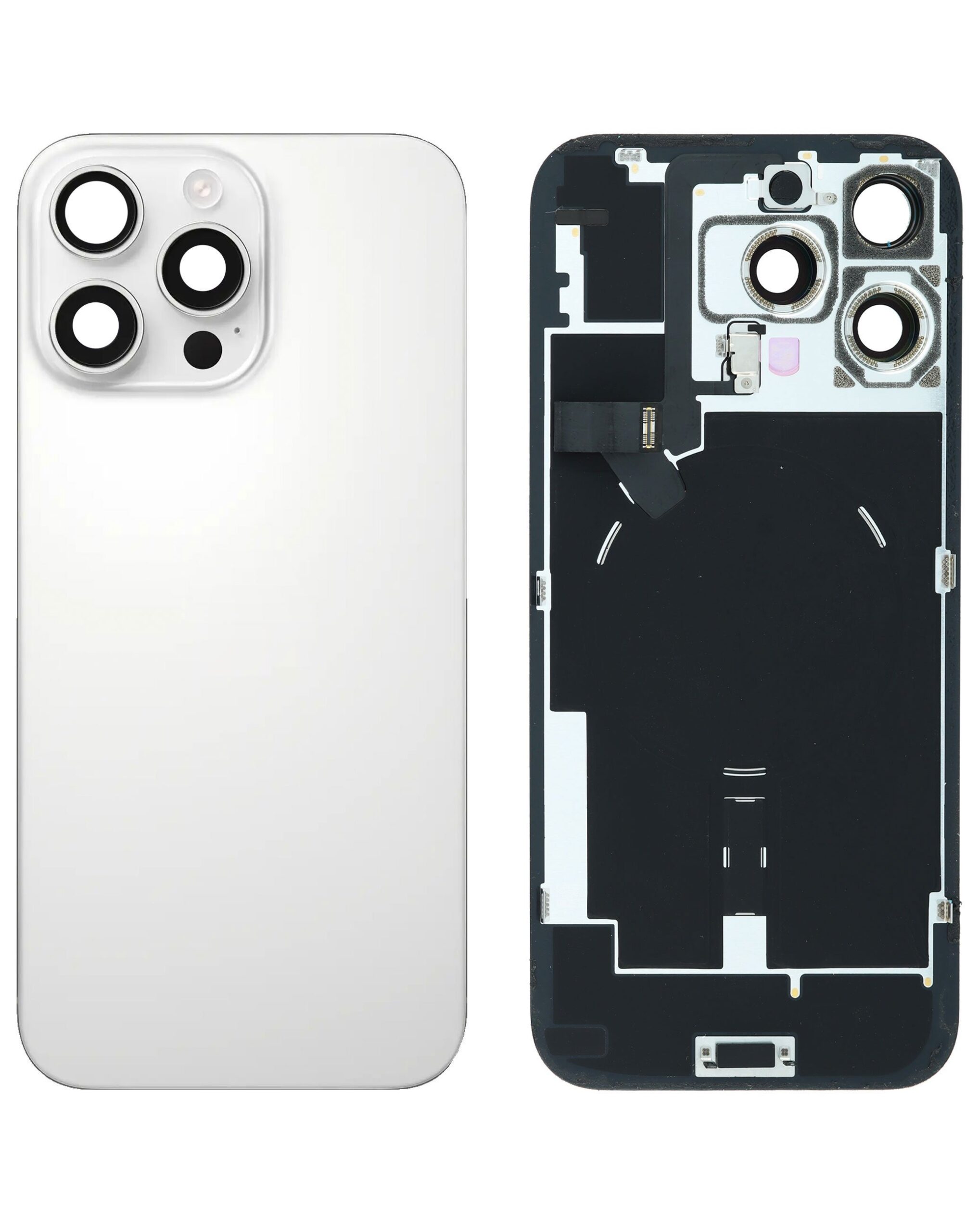 iPhone 16 Pro - No Logo Back Glass with MagSafe Magnet & NFC & Flashlight Flex | White