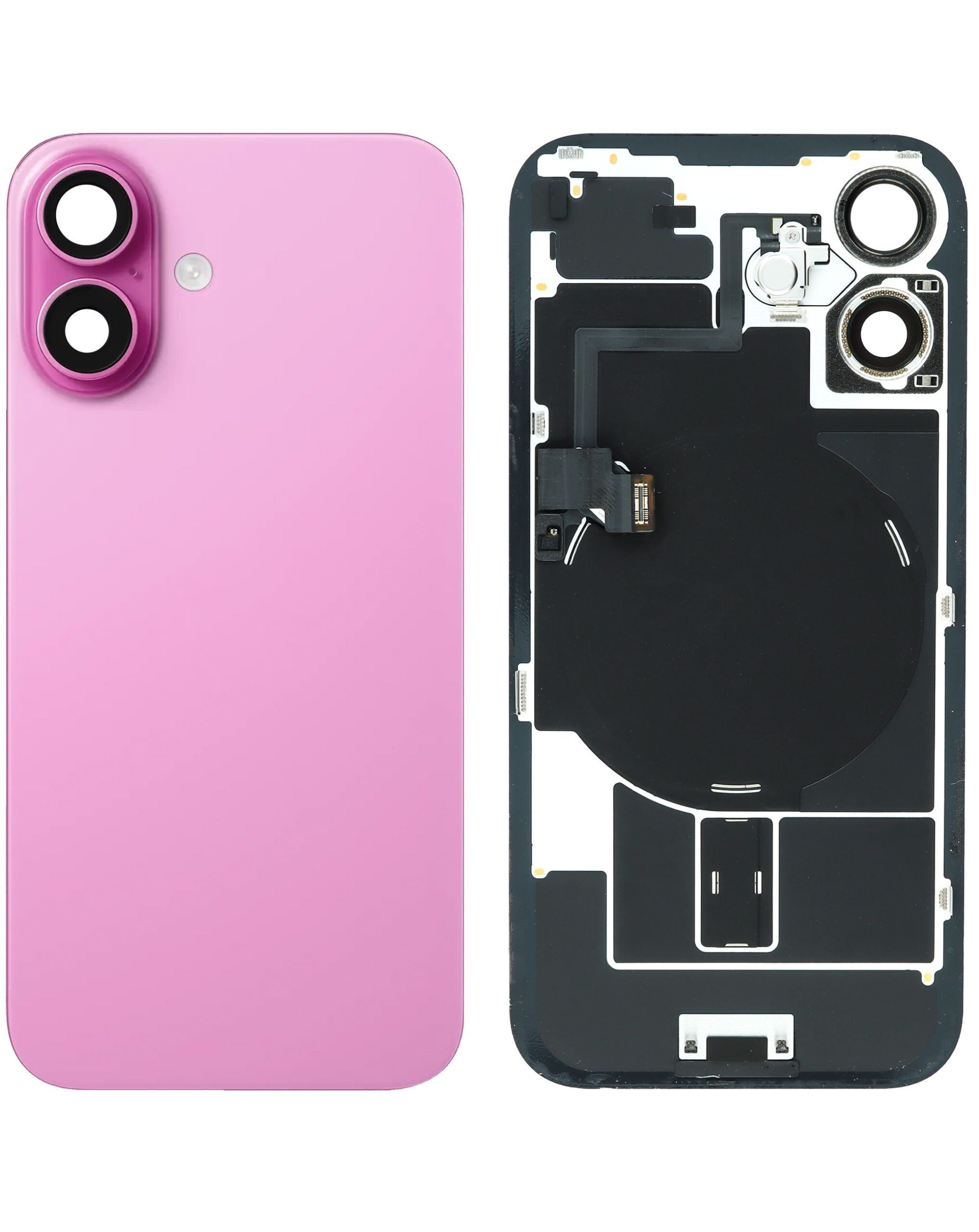 iPhone 16 Plus - No Logo Back Glass with MagSafe Magnet & NFC & Flashlight Flex | Pink