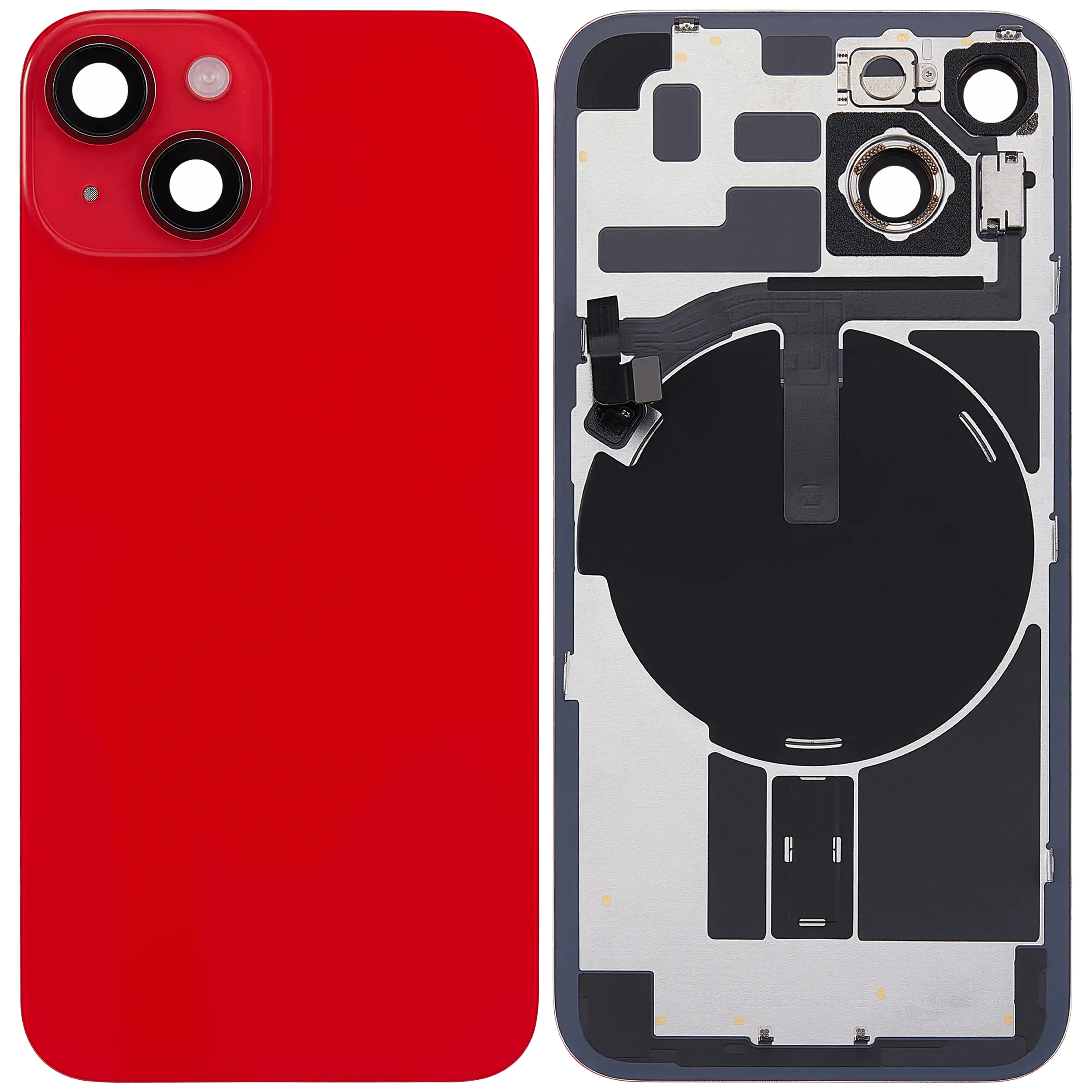 iPhone 14 - No Logo Back Glass with MagSafe Magnet & NFC & Flashlight Flex | Red