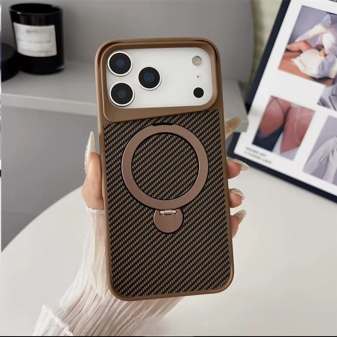 Samsung A16/A17 5G Carbon Fiber Kickstand Case (With Retail Box) | Gold