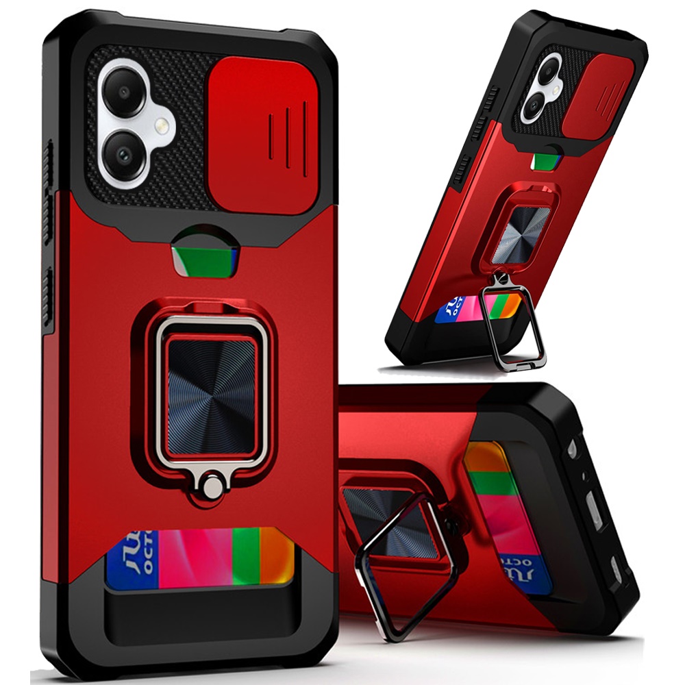 Samsung S23 Ultra Ring Card Invisble Plus Magnetic Window Case | Red