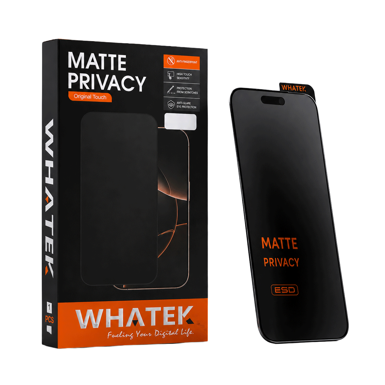 iPhone 16 Plus / 15 Plus  Whatek Matte Privacy Tempered Glass (Premium Quality)