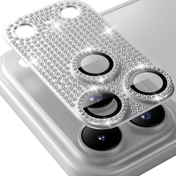 iPhone 18 Pro Max Full Diamond Metal Camera Lens Protector | Silver