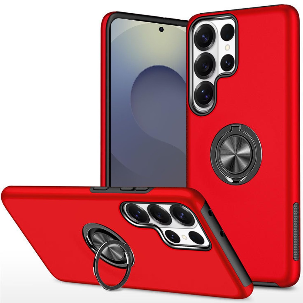 Samsung Galaxy s26 FE CHIEF Oil Painted Magnetic Ring Stand Hybrid Case Cover - Red