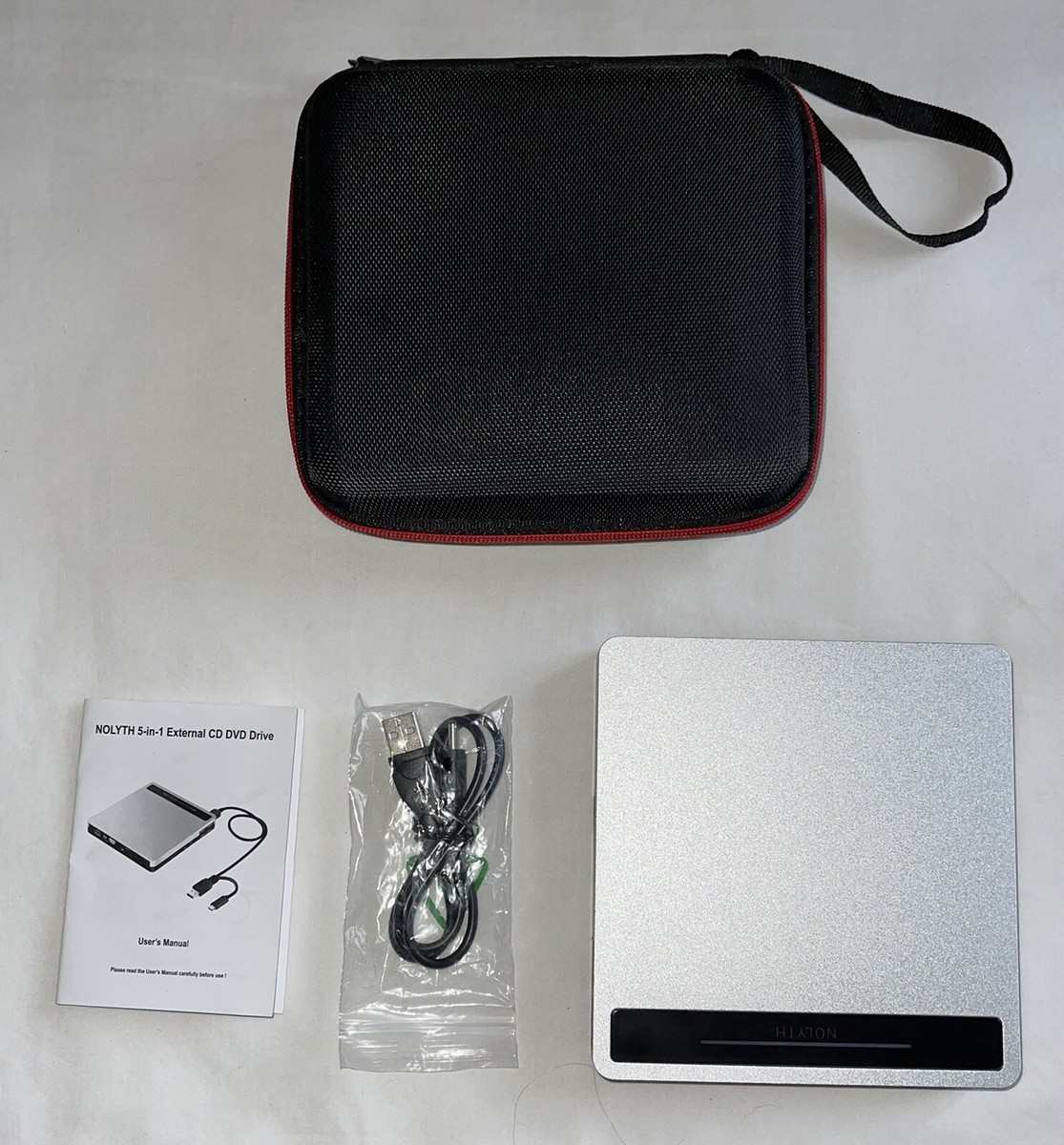 Nolyth External CD DVD Drive USB-C (Black Pouch)