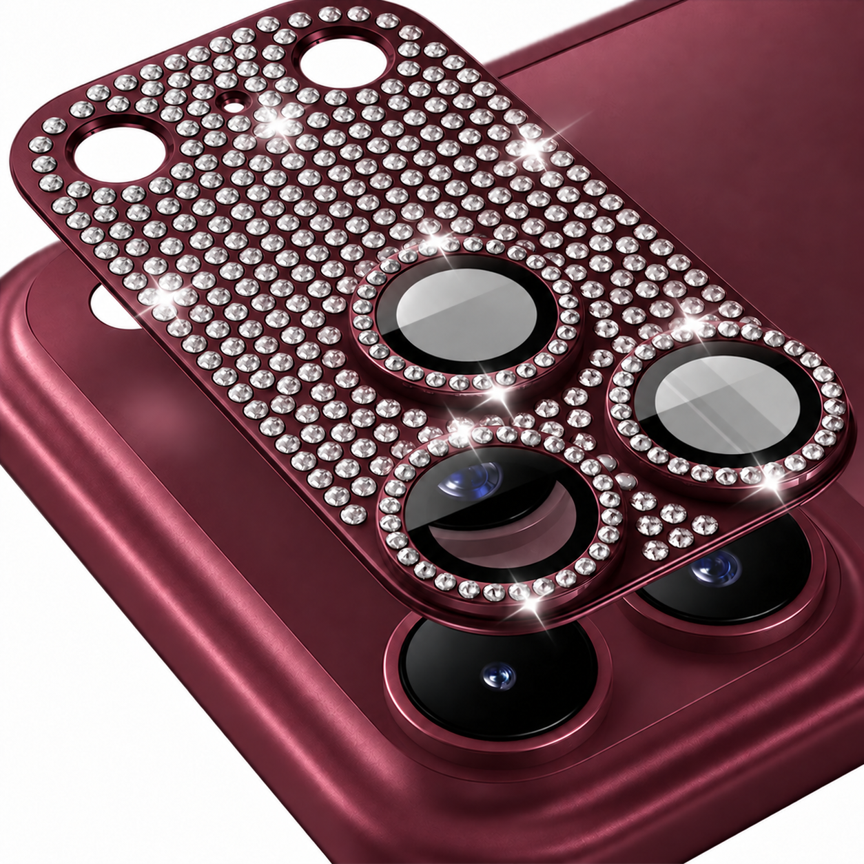 iPhone 18 Pro Max Full Diamond Metal Camera Lens Protector | Cherry