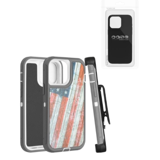 iPhone 16 Plus National Flag Defender Case With Clip | (Polybag Packing)