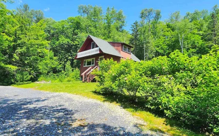 $199,000 Chester VT Cabin on 18 Acres: Private Wooded Retreat | Potash Brook Road