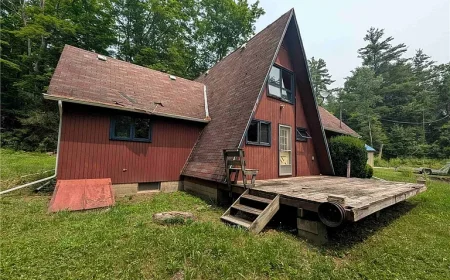 $159,900 Almond, NY A-Frame: Forest Border, Spiral Staircase & New Garage