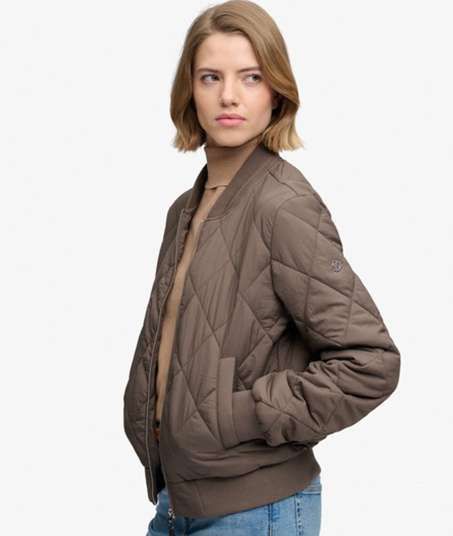 Superdry Damen Liner Bomberjacke Khaki - Größe: 44