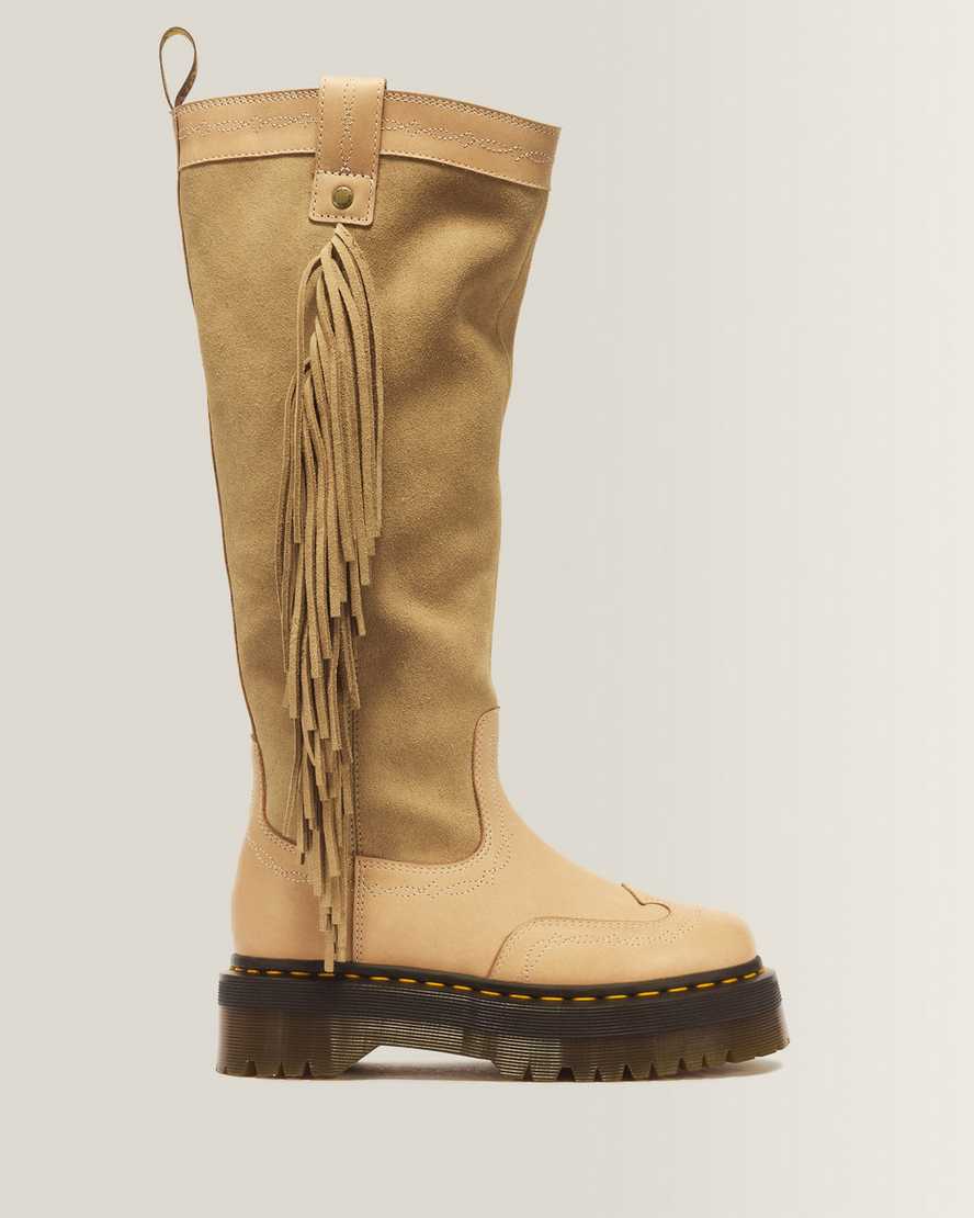 Dr. Martens Desert Rodeo Quad Hi Leder & Wildleder Stiefel in Bräunen, Größe: 36
