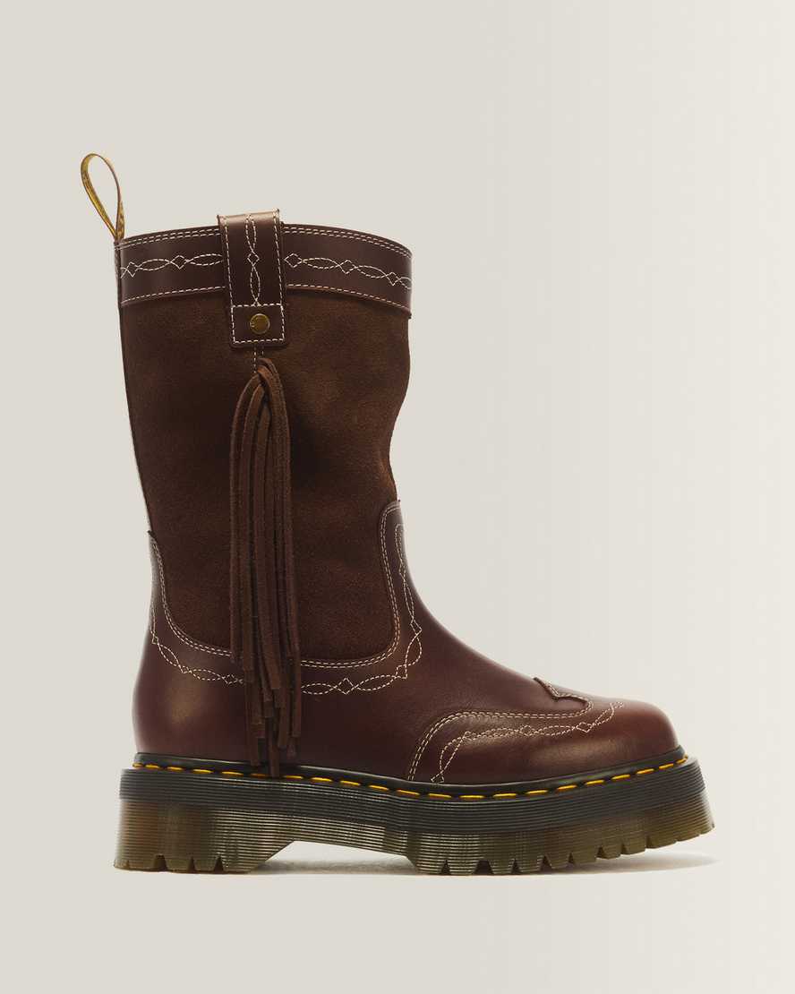 Dr. Martens Desert Rodeo Quad Mid Leder & Wildleder Stiefel in Braun, Größe: 40