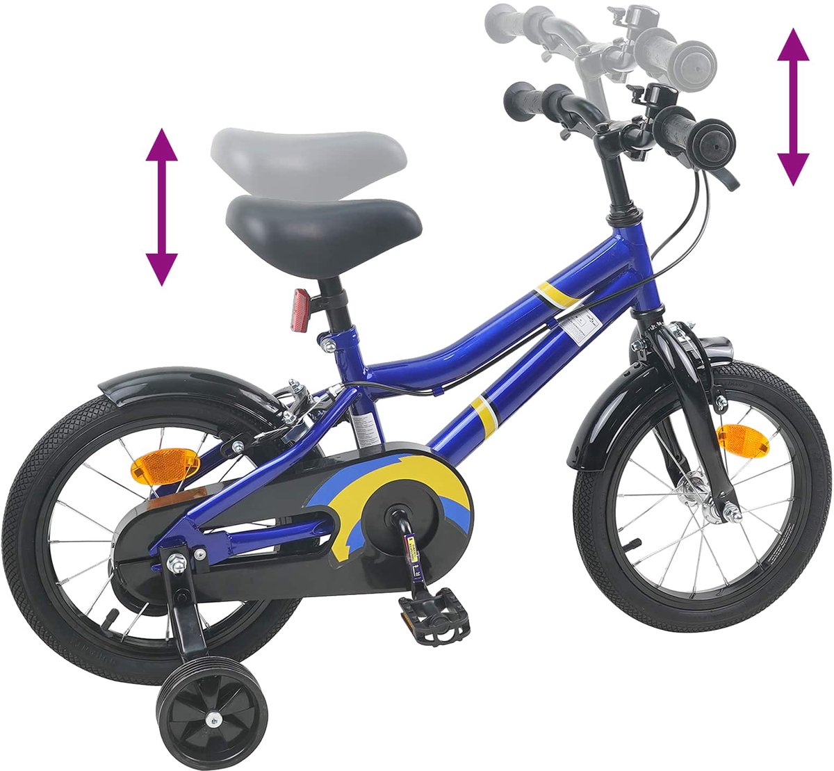 Kinderfahrrad 14 Zoll für Alter 3-5 Blau & Weiß