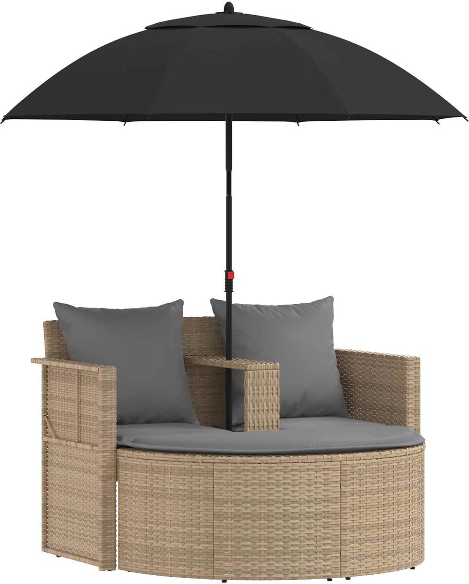 Gartensofa mit Kissen 8 Teile Beige und Hellgrau Poly-Rattan