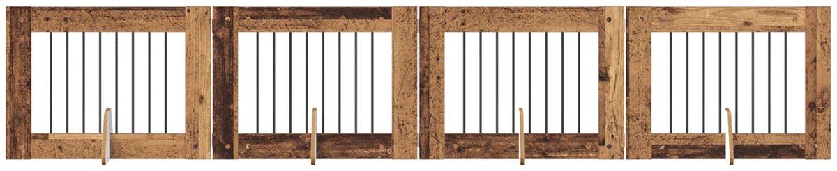 Hundegitter mit Ständern 4 Stück Altholz-Optik 80 x 60 cm Holzwerkstoff