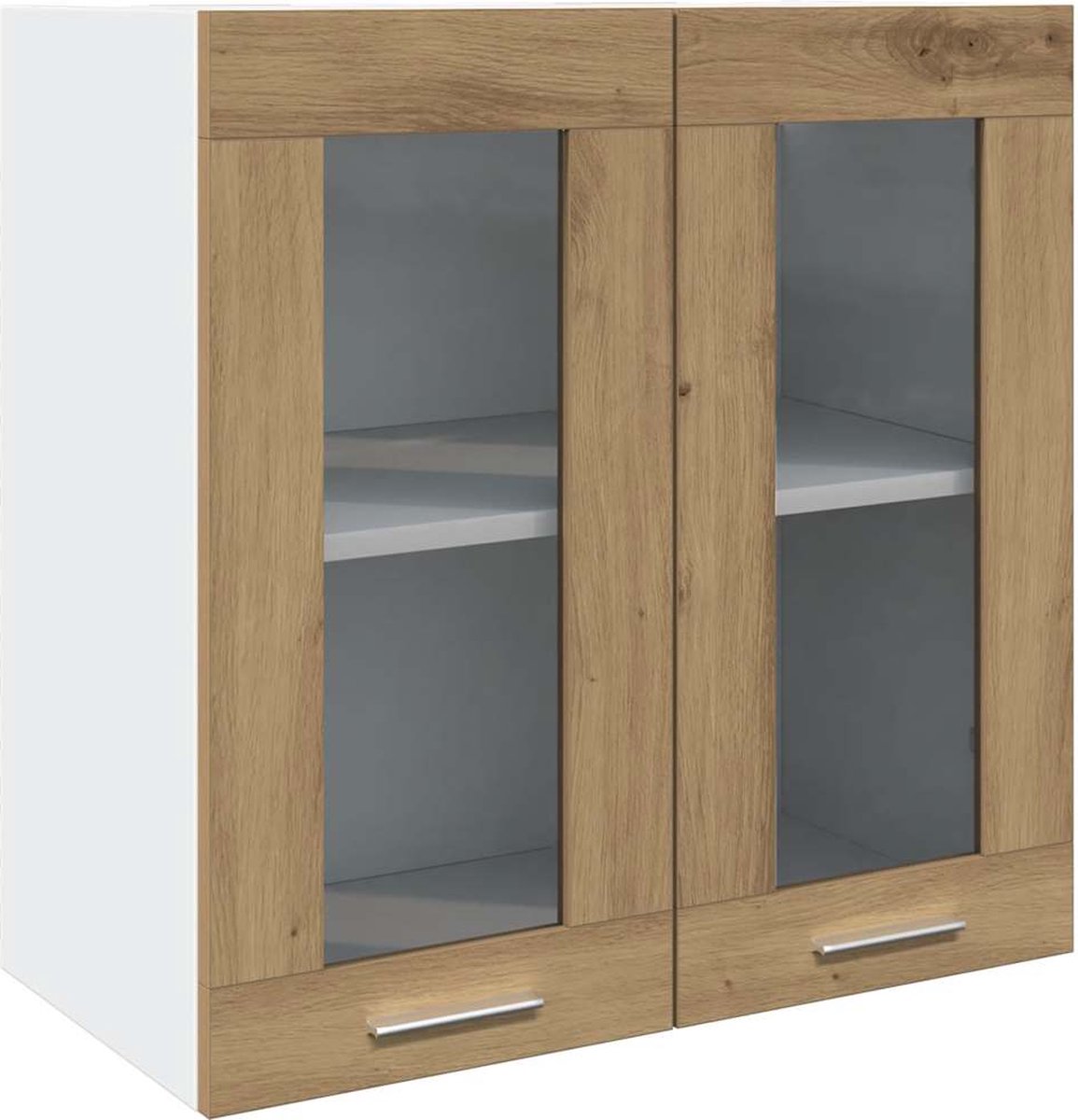 Lyon Wandmontiertes Küchenschrank mit Glastüren Artisan Eichen-Finish 60 x 31 x 60 cm