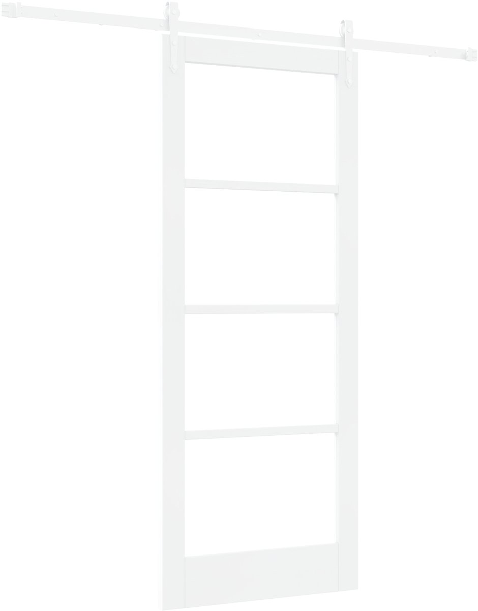 Schiebetür Weiß 83 x 202 cm Massivholz Kiefer und Glas