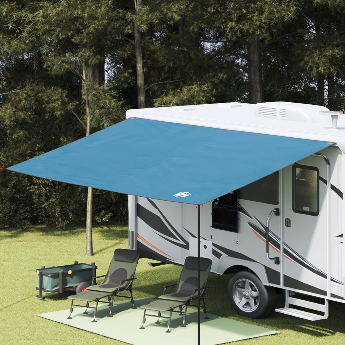 Wohnwagenvorzelt 240 x 460 cm Wasserdicht Blau Taft