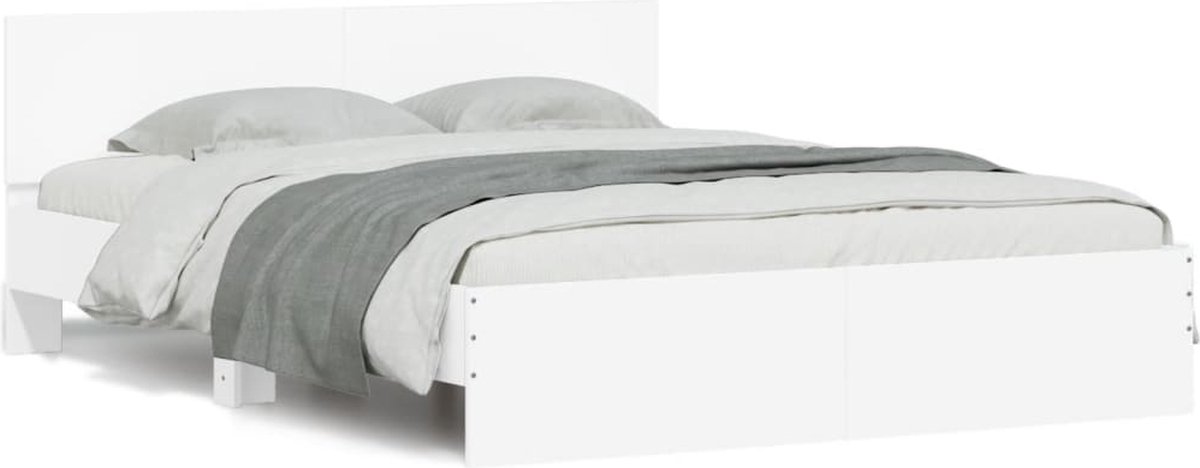 Bettgestell mit Kopfteil Weiß 140x190 cm