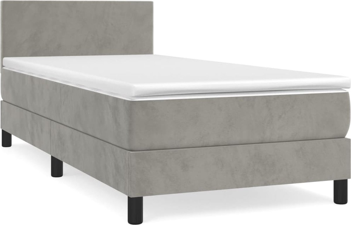 Boxspringbett mit Matratze Hellgrau 80 x 200 cm Samt
