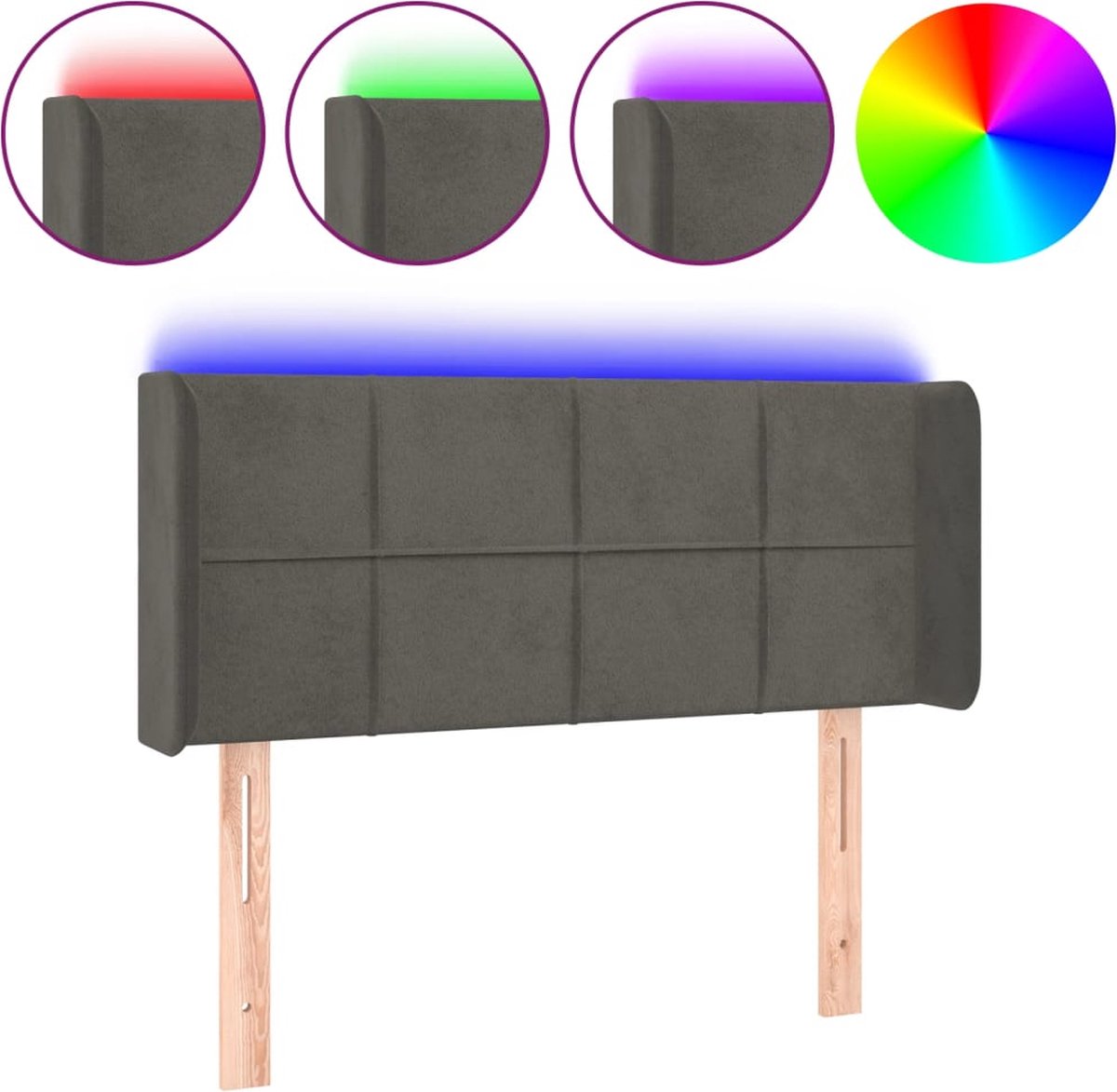 LED-Kopfteil Dunkelgrau 83x16x78 88 cm Samt