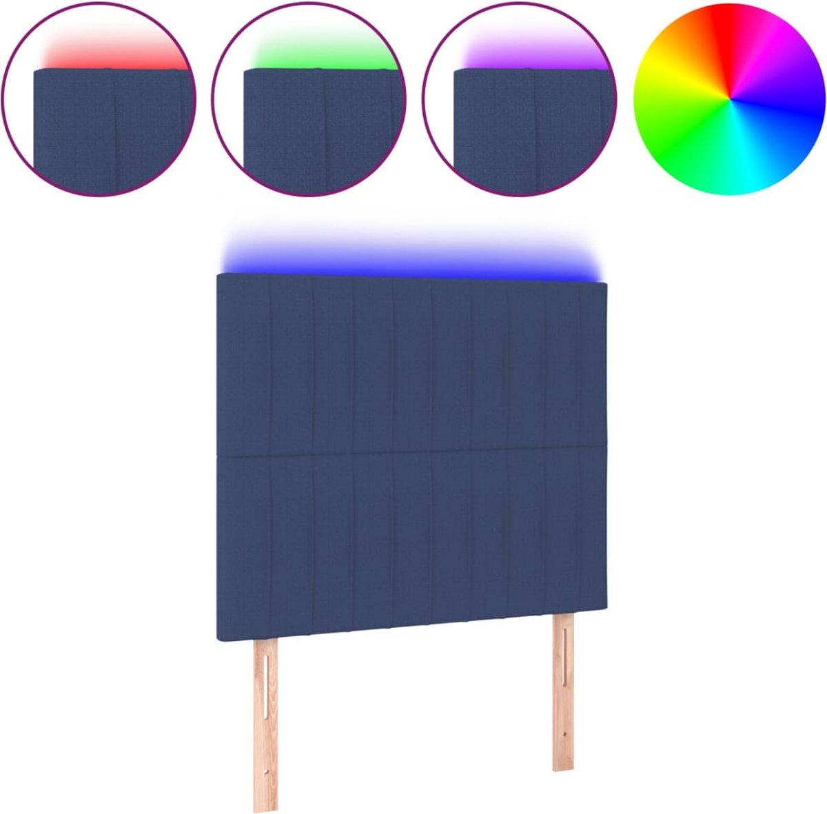 LED-Kopfteil in Blau 100 x 5 x 118 128 cm Stoff