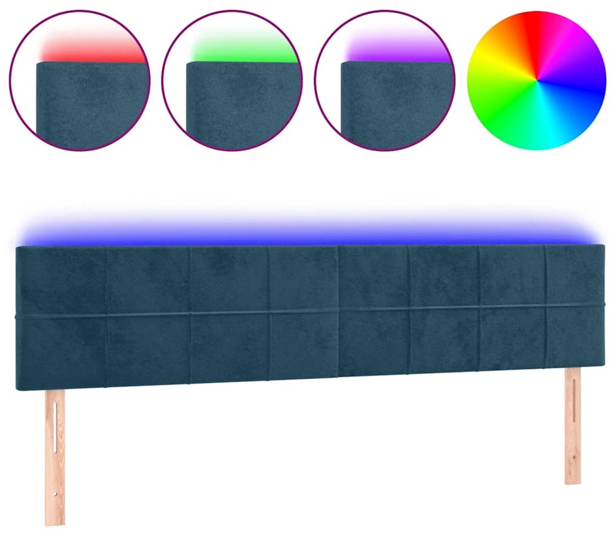 LED-Kopfteil Dunkelblau 160x5x78 88 cm Samt