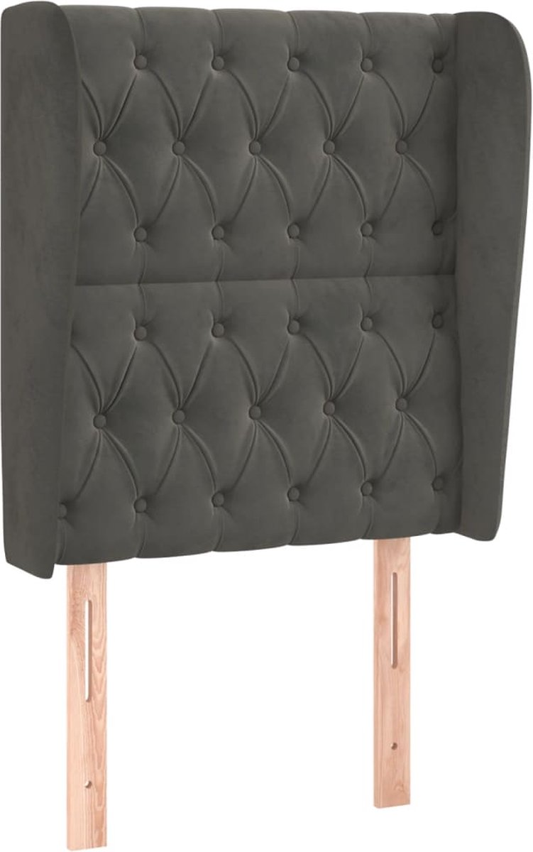 Kopfteil mit Ohren Dunkelgrau 83 x 23 x 118 128 cm Samt