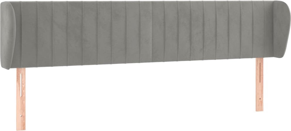 Kopfteil mit Ohren Hellgrau 163 x 23 x 78 88 cm Samt