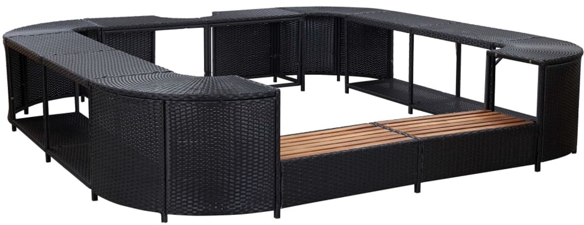 Whirlpool Surround Square Schwarz 268x268x55 cm Poly-Rattan
